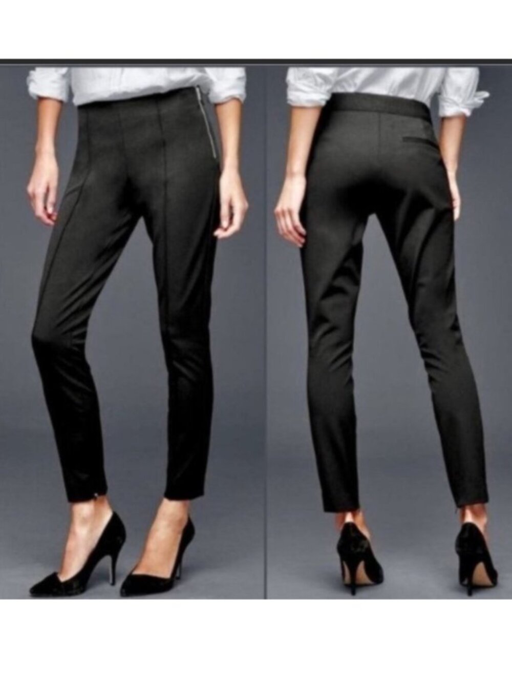 GAP Bi-Stretch Dark Grey Side Zip Pants Size
